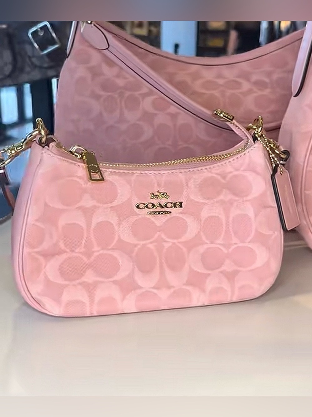 Coach Teri Mini Crossbody Bag In Signature Pink Denim